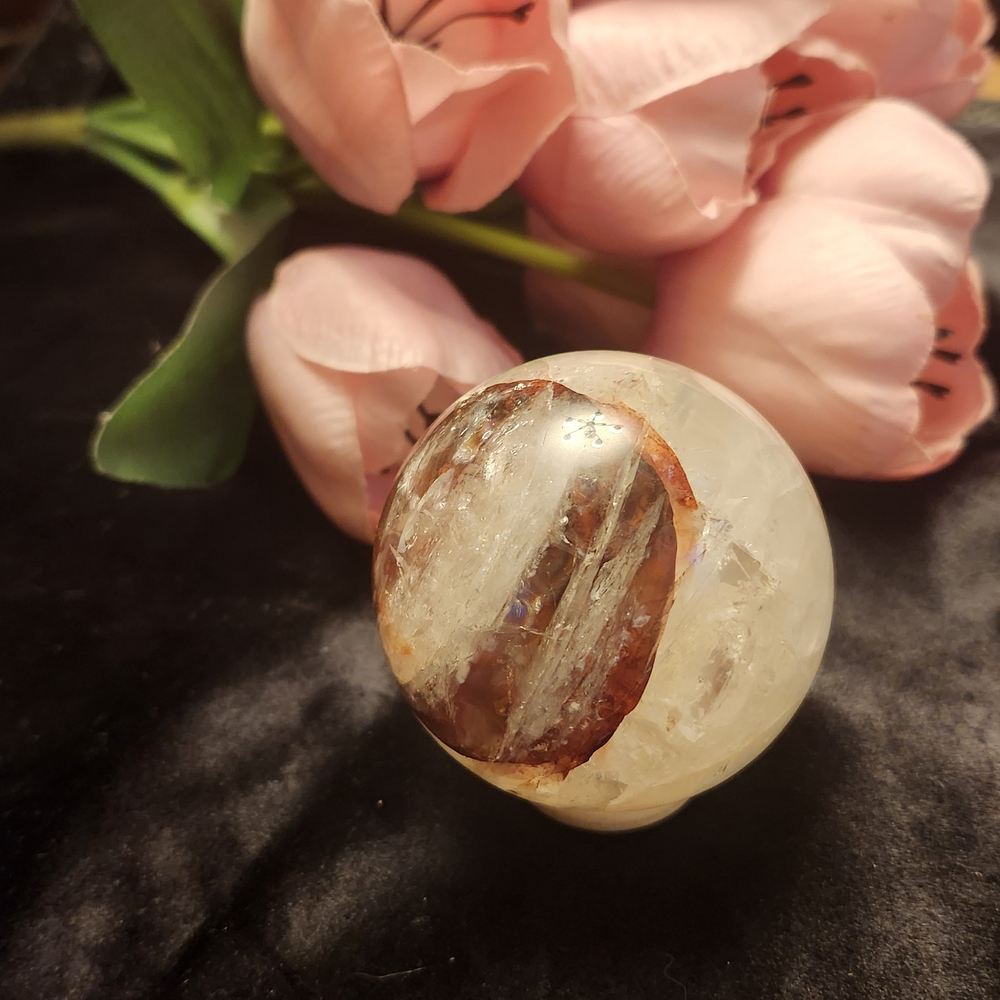 Sold Quartz with Fire Quartz Inclusions Sphere
